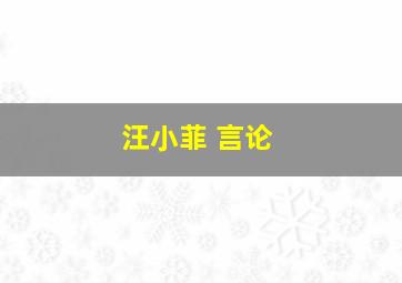 汪小菲 言论